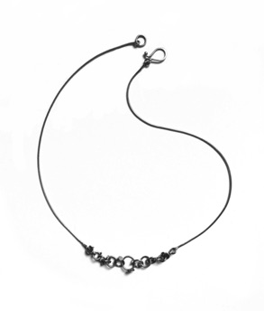 MINI $190-sterling silver necklace with sanding disk texture on the dots (16 1/2" snake chain)
